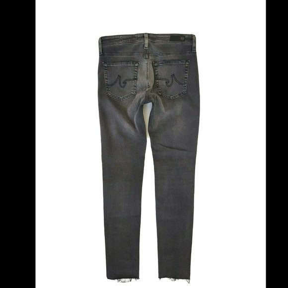 AG Farrah High Rise Skinny Ankle Raw Hem Jean in Eroded Grey Destroyed - Picture 5 of 12